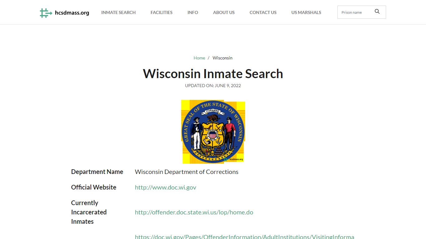 Wisconsin Inmate Search – Wisconsin Department of Corrections Offender ...